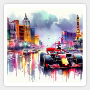 Artistic illustration of high speed racing cars in Las Vegas Magnet